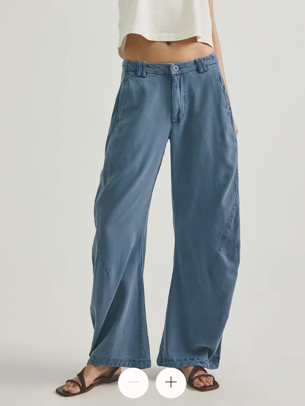 Free People - Spotlight Washed Barrel Chino Trousers - Flint Stone